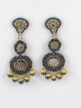 Artisan beaded shell earrings